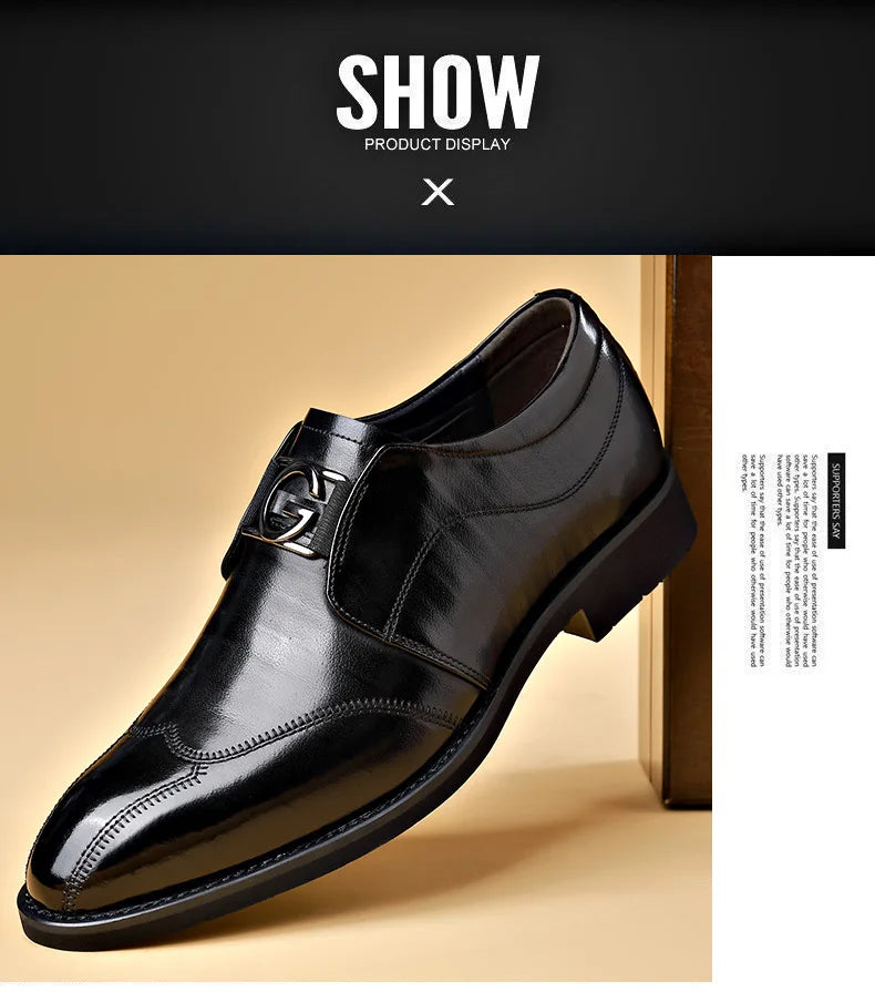 M&T Wear- Men Casual Shoes Fashion Brand Classic Casual Men Leather Shoes Black Breathable Business Men Shoes Large Size
