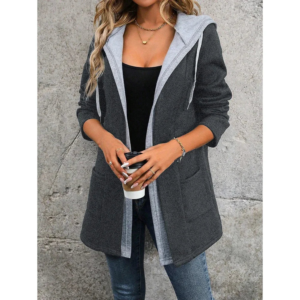 M&T Wear - Casual Multilayer Long Sleeve Hoodie Zipper Coat for Women