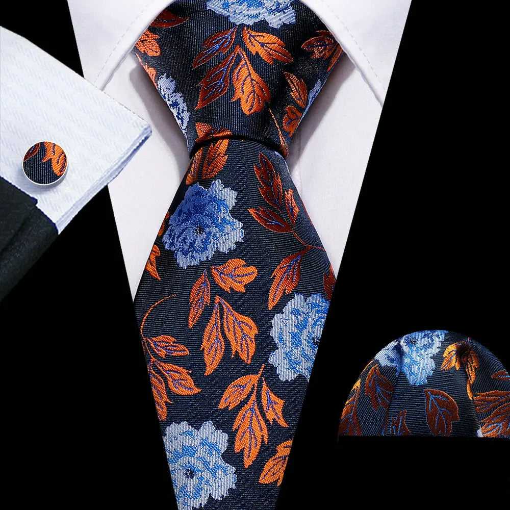 M&T Wear - Exquisite Floral Silk Necktie & Cufflink Set