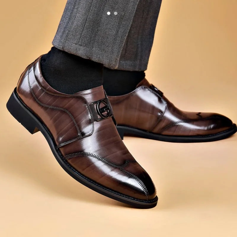 M&T Wear- Men Casual Shoes Fashion Brand Classic Casual Men Leather Shoes Black Breathable Business Men Shoes Large Size