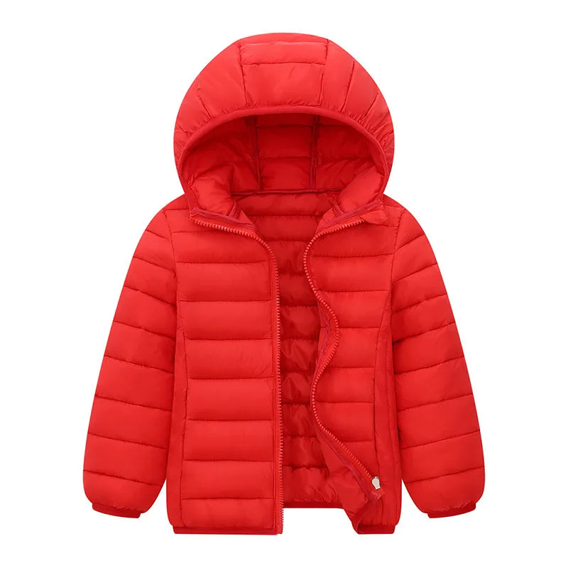 M&T Wear - Kids Down Jackets For 3-14 Years Autumn Winter Boys Girls Warm Solid Down Coats Teens Hooded Zipper Outerwear Children Clothing