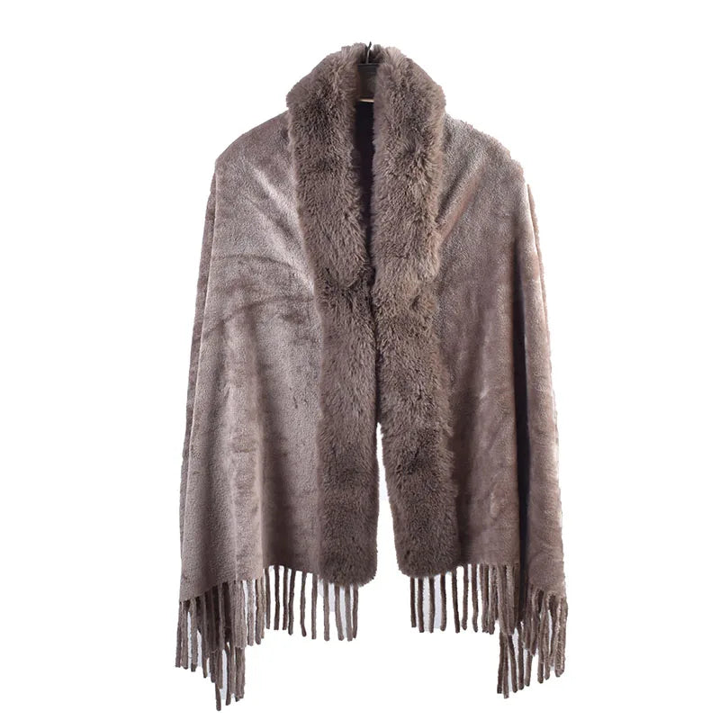 M&T Wear - Winter New Solid Color Shawl Warm Women's Wool Neck Scarf Shawl Dual purpose Thickened Dress Shawl