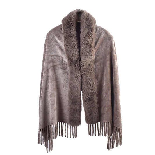 M&T Wear - Winter New Solid Color Shawl Warm Women's Wool Neck Scarf Shawl Dual purpose Thickened Dress Shawl