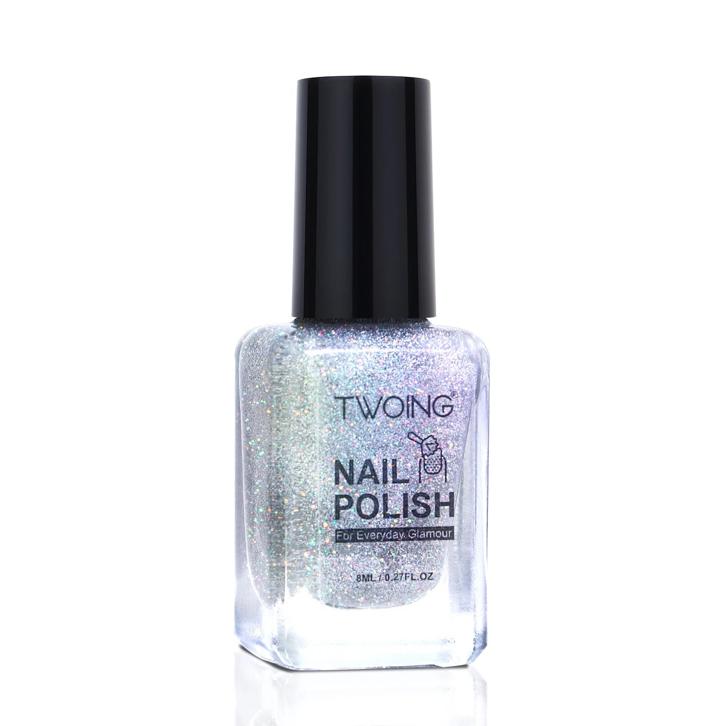 M&T Wear - 8ml Holographic Silver Glitter Nail Polish