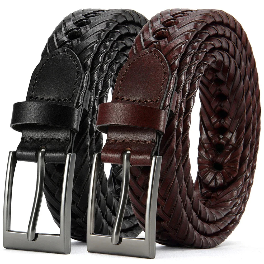 M&T Wear - Braided 100% Genuine Leather Pin/Automatic Belt