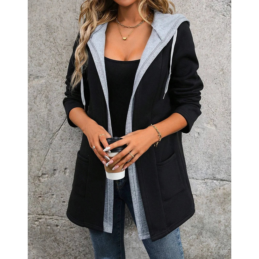 M&T Wear - Casual Multilayer Long Sleeve Hoodie Zipper Coat for Women