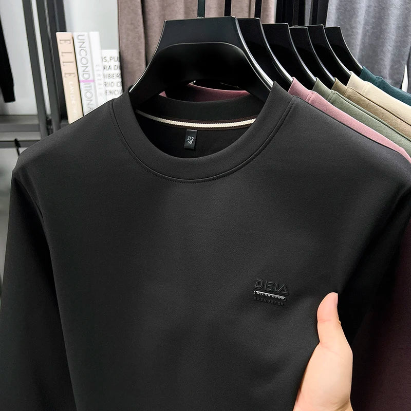 Sweatshirt Men 2025 New Style Spring and Autumn Men's Long Sleeved T-shirt Pure Cotton Round Neck Top T-shirt Base Shirt Trendy