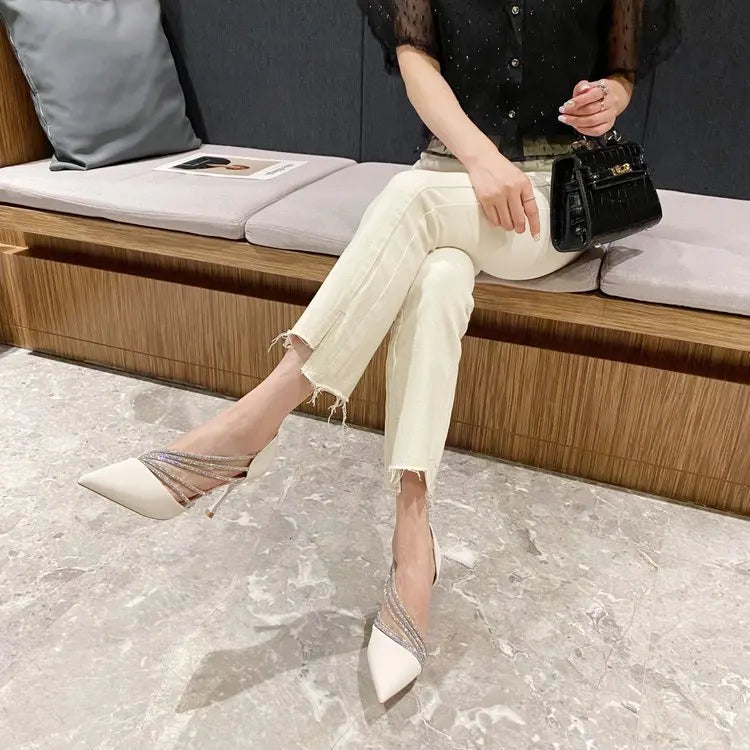 M&T Wear - Women Evening Party High Heels New  Pumps Elegant Ladies Pointed To Black  Strappy Stripper Shoes for Women