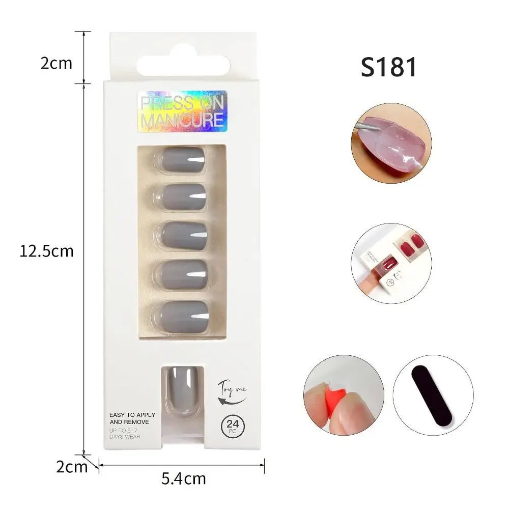 M&T Wear – 24PCS Coffin & Square Press-On Nails with Glue Stick