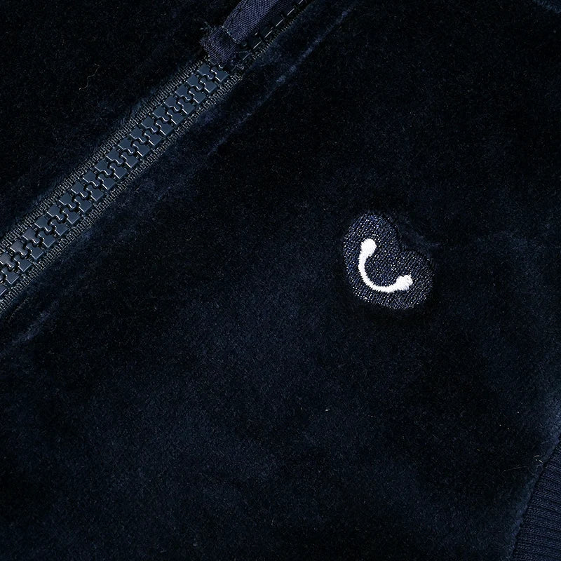 M&T Wear - Kids school clothes boy/girl school vest navy velour lining hooded outside jacket front zippers and embroided heart kids tops