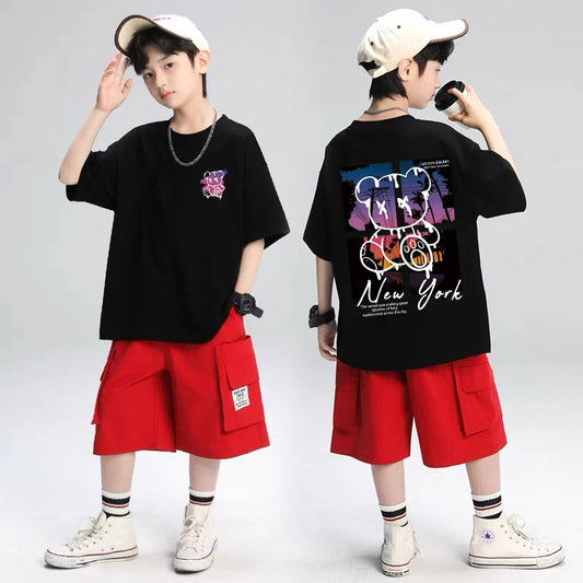 M&T Wear - Korean Children's Clothes 2025 Summer Tops Art New York City Graphic T Shirts Cotton Baby Boys Short Sleeves Shirt Kids Clothes