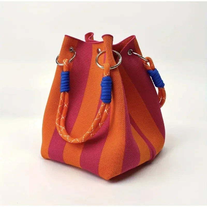 M&T Wear - Women’s Woven Crochet Dumpling Bucket Bag