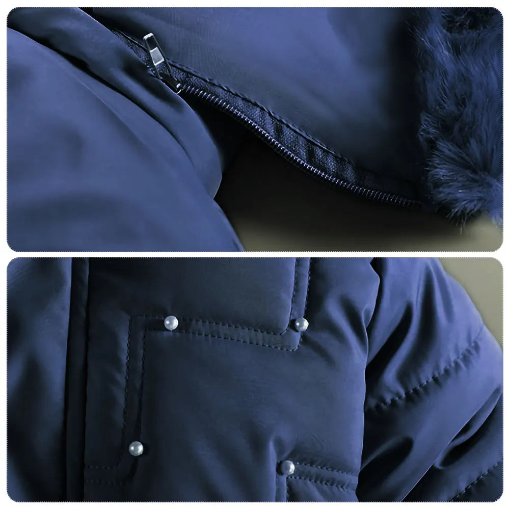 M&T Wear - Children's Winter Jacket Thick Warm Fur Collar Hood Beads Elastic Waist Teens Girls Down Coat,Fashion Windproof Kids Overcoat