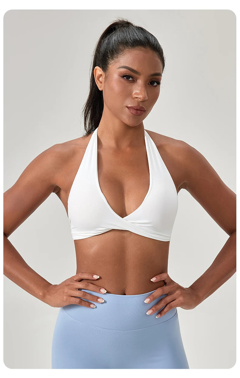 M&T Wear - Sports Yoga Bra for Women Halter Neck with Stylish Back Design Sexy Gym Bra for Running Fitness Sports Bras