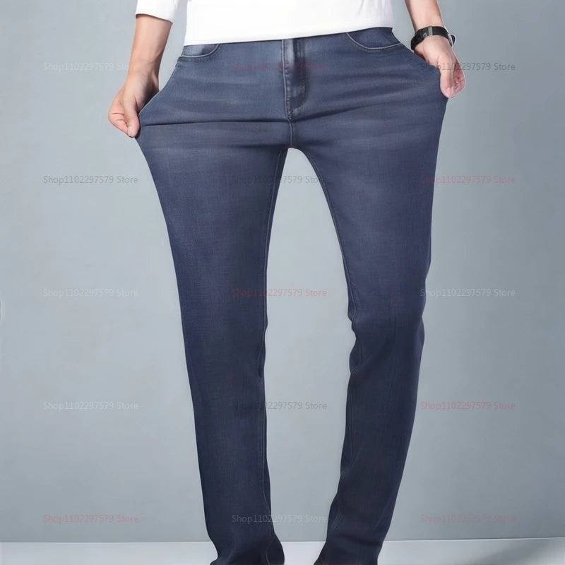 M&T Wear - Mens Denim Pants Spring Casual Business Straight Fit Loose Elasticated Jeans Stylish Comfortable Pants for Work and Daily Wear