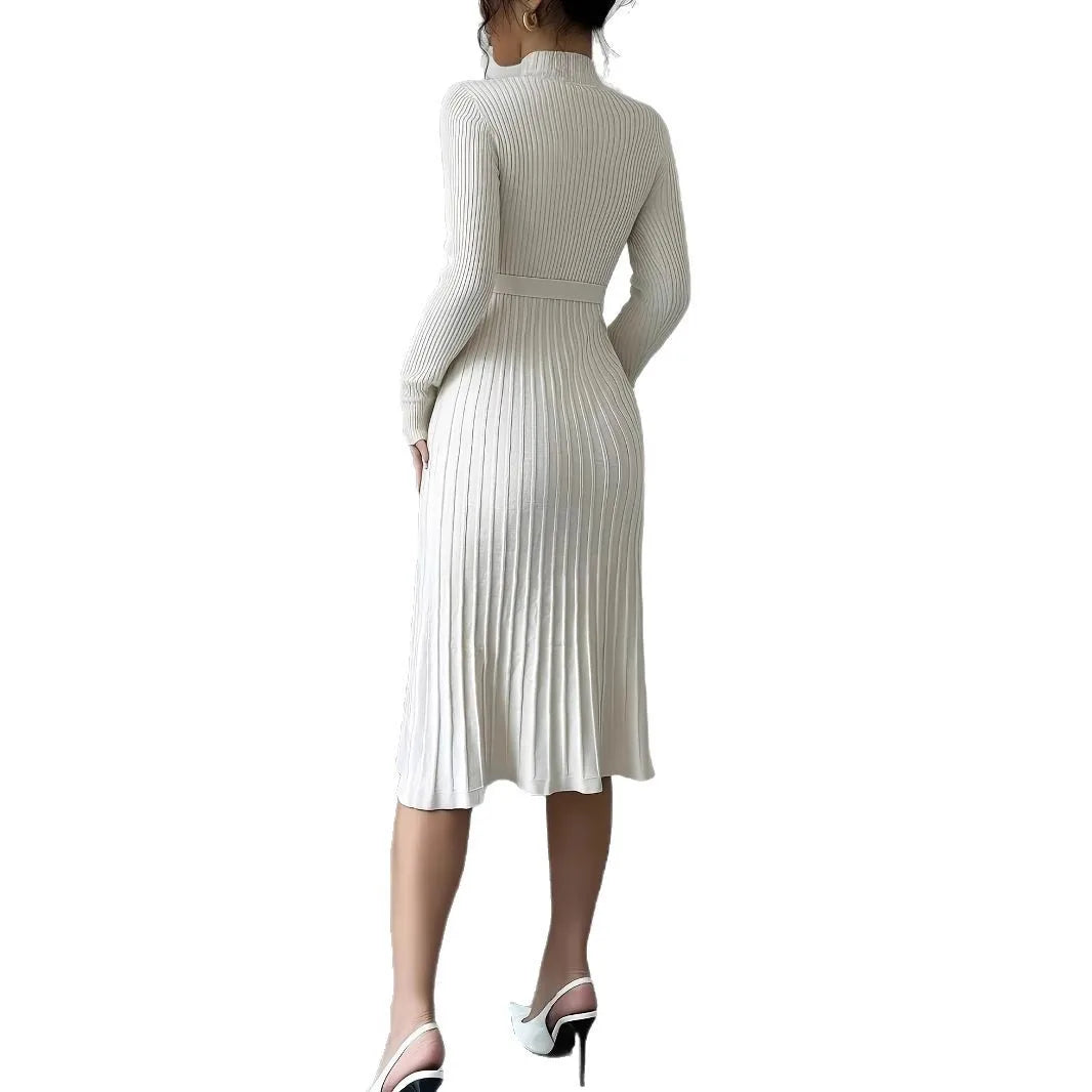 M&T Wear - Vintage Turn-Down Collar A-Line Maxi Dress