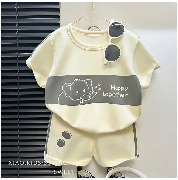 M&T Wear - Kids Clothes Cotton Set Short Sleeve Suit Baby Girls Boys Set Summer Tops +short Children's Wear 2024 New