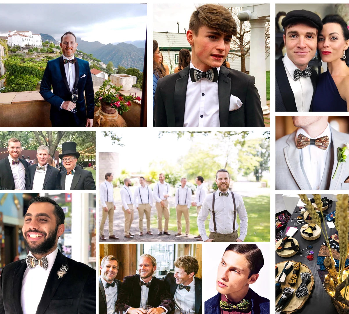 Wedding Bow Tie for Men Classic Burgundy Pre-tied Bowtie brooch wooden box Set for Party Show Butterfly Knot Groom best man Gift