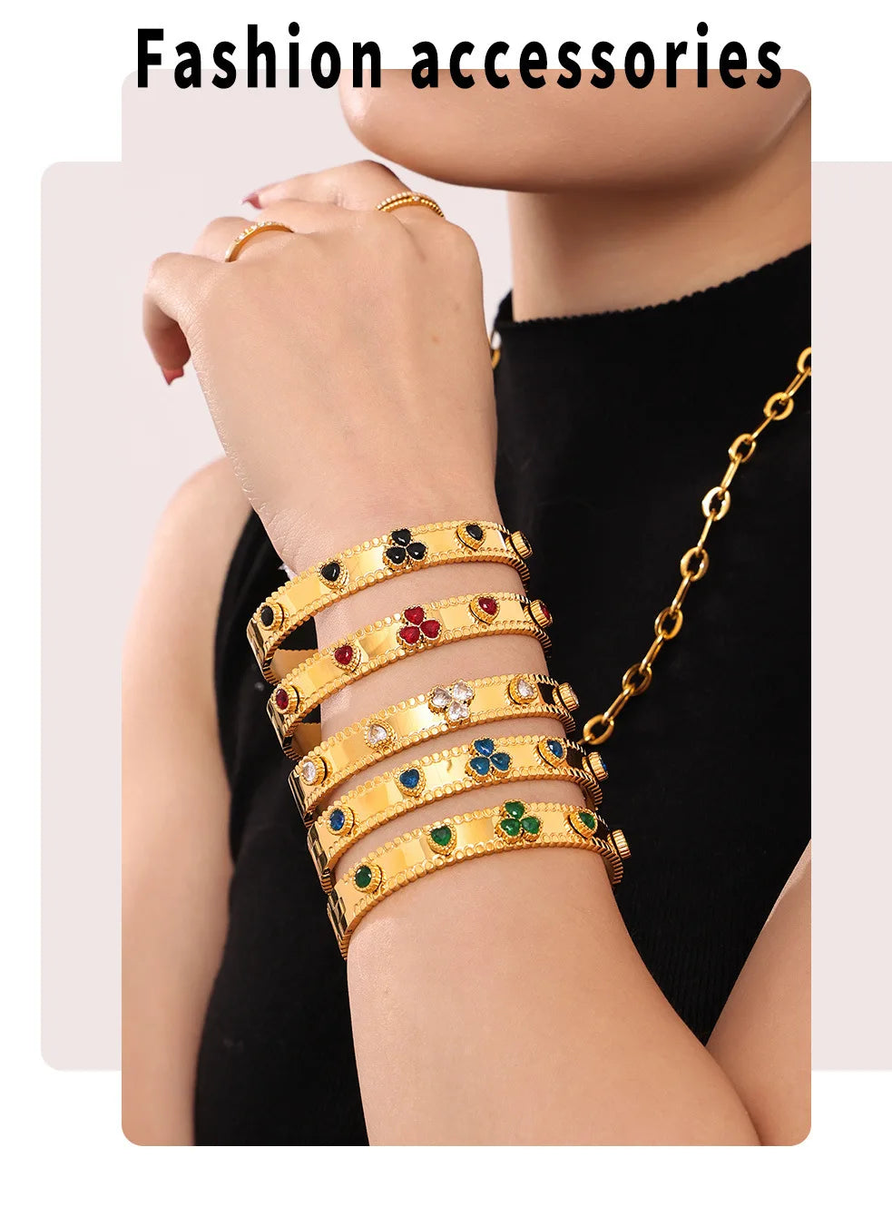 M&T Wear Women's Gear Buckle Bracelet – Love Zircon Stainless Steel Jewelry