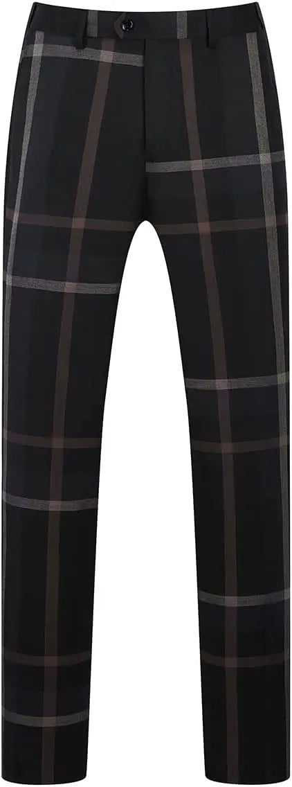 M&T Wear - Men’s 3-Piece Check Plaid Suit – Classic One Button Design