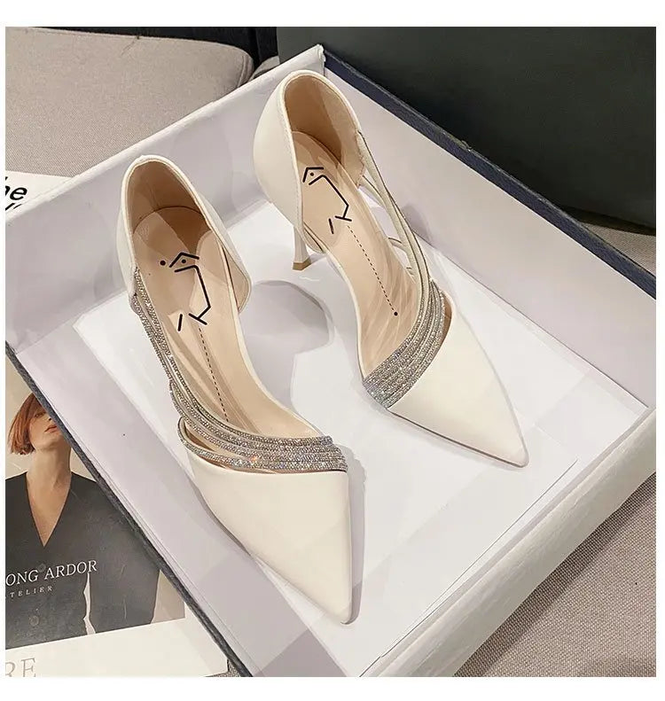 M&T Wear - Women Evening Party High Heels New  Pumps Elegant Ladies Pointed To Black  Strappy Stripper Shoes for Women