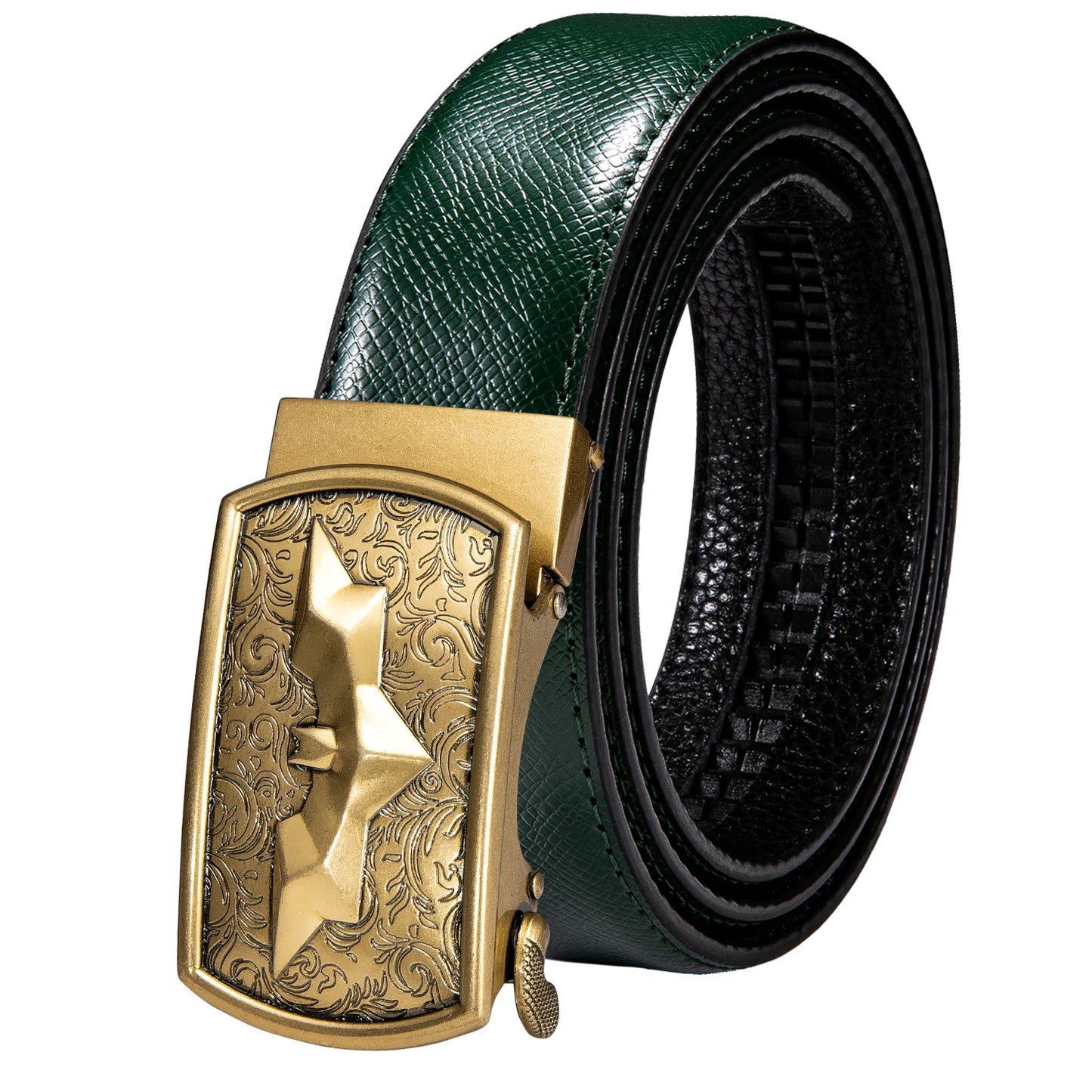 M&T Wear - Luxury Gold Buckle Cowskin Genuine Leather Belt