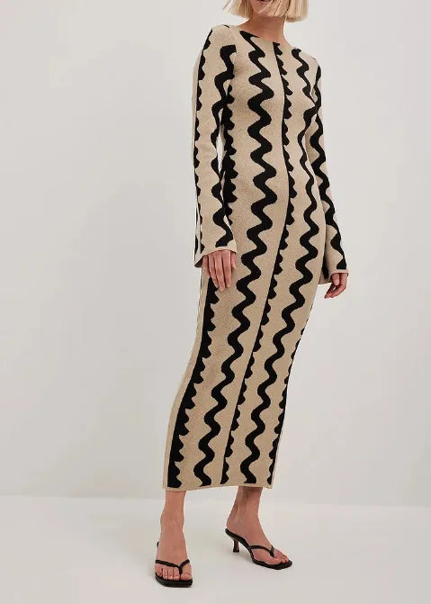 M&T Wear - Elegant Ribbed Knit Maxi Dress