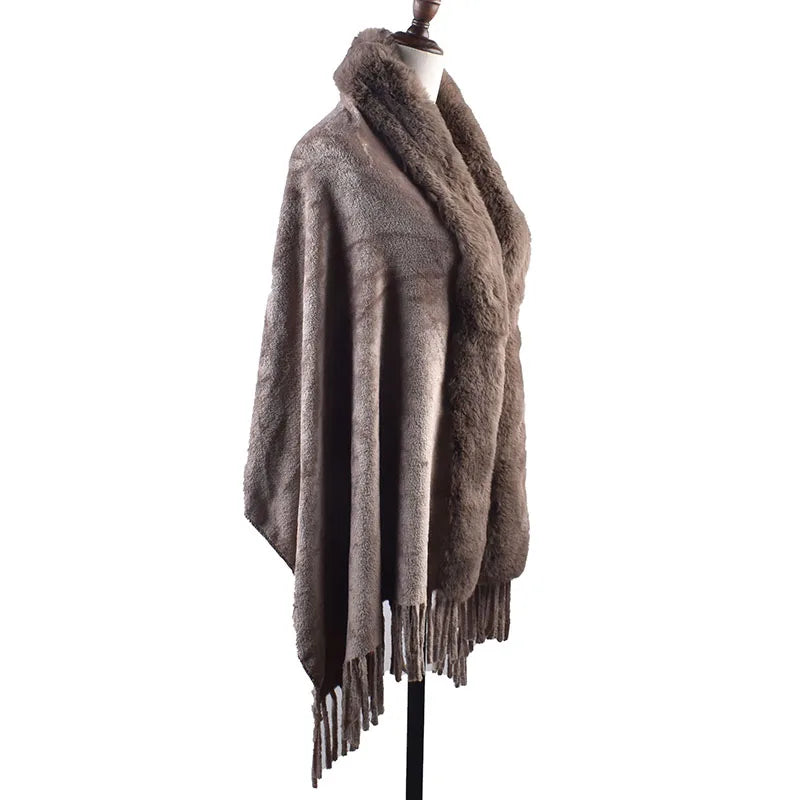 M&T Wear - Winter New Solid Color Shawl Warm Women's Wool Neck Scarf Shawl Dual purpose Thickened Dress Shawl