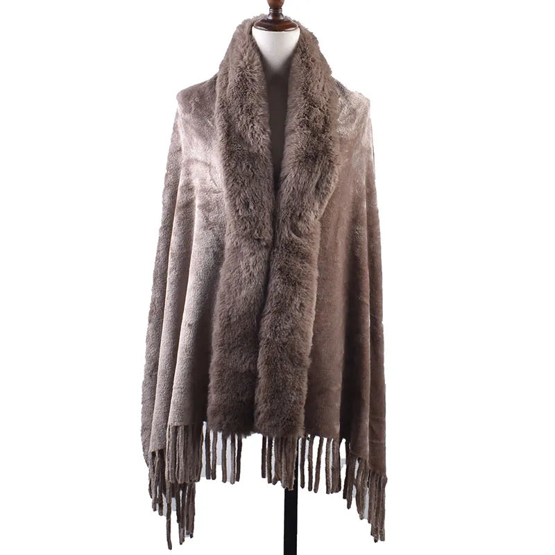M&T Wear - Winter New Solid Color Shawl Warm Women's Wool Neck Scarf Shawl Dual purpose Thickened Dress Shawl