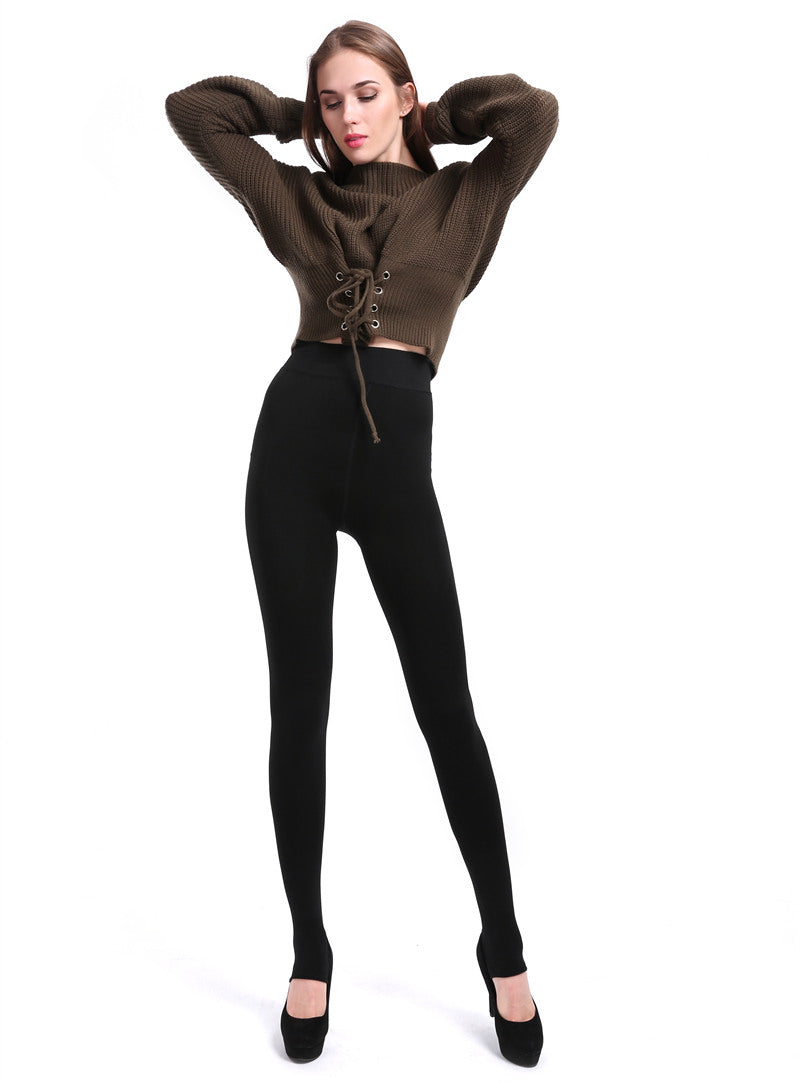 M&T Wear - Winter Women Solid Warm Leggings with High Waist and Fleece