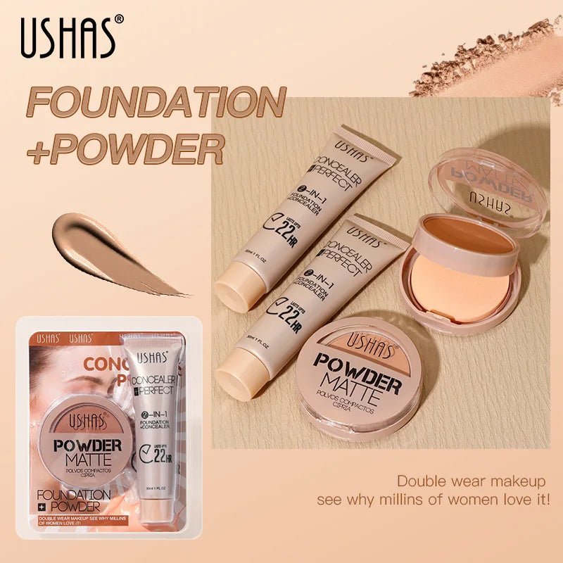M&T Wear – Foundation + Powder Combo Set (Brightening, Waterproof, Anti-Sweat)