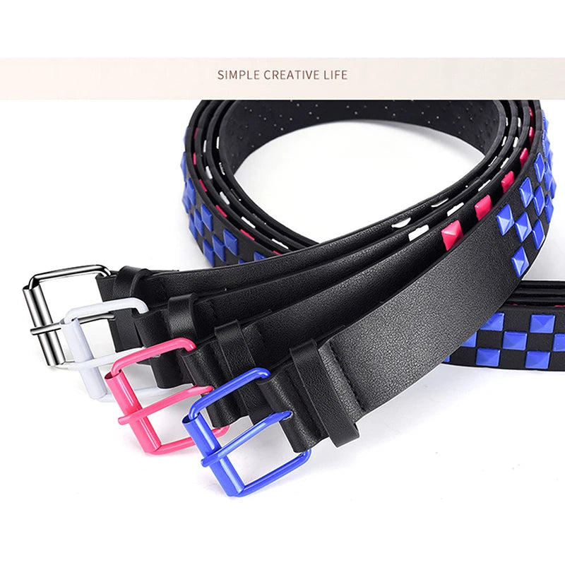 M&T Wear - Personalized Rivets Checkerboard Punk Belt