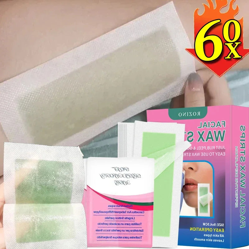 M&T Wear - 60 Sheets Hair Removal Wax Strips | Quick & Gentle Hair Removal for Face, Arms & Legs