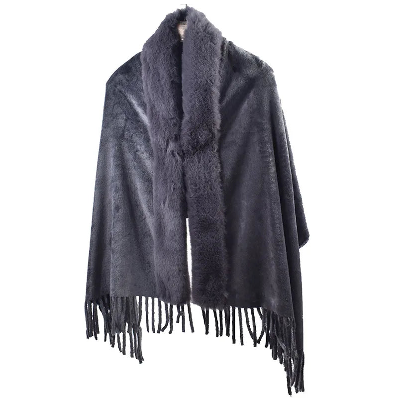 M&T Wear - Winter New Solid Color Shawl Warm Women's Wool Neck Scarf Shawl Dual purpose Thickened Dress Shawl