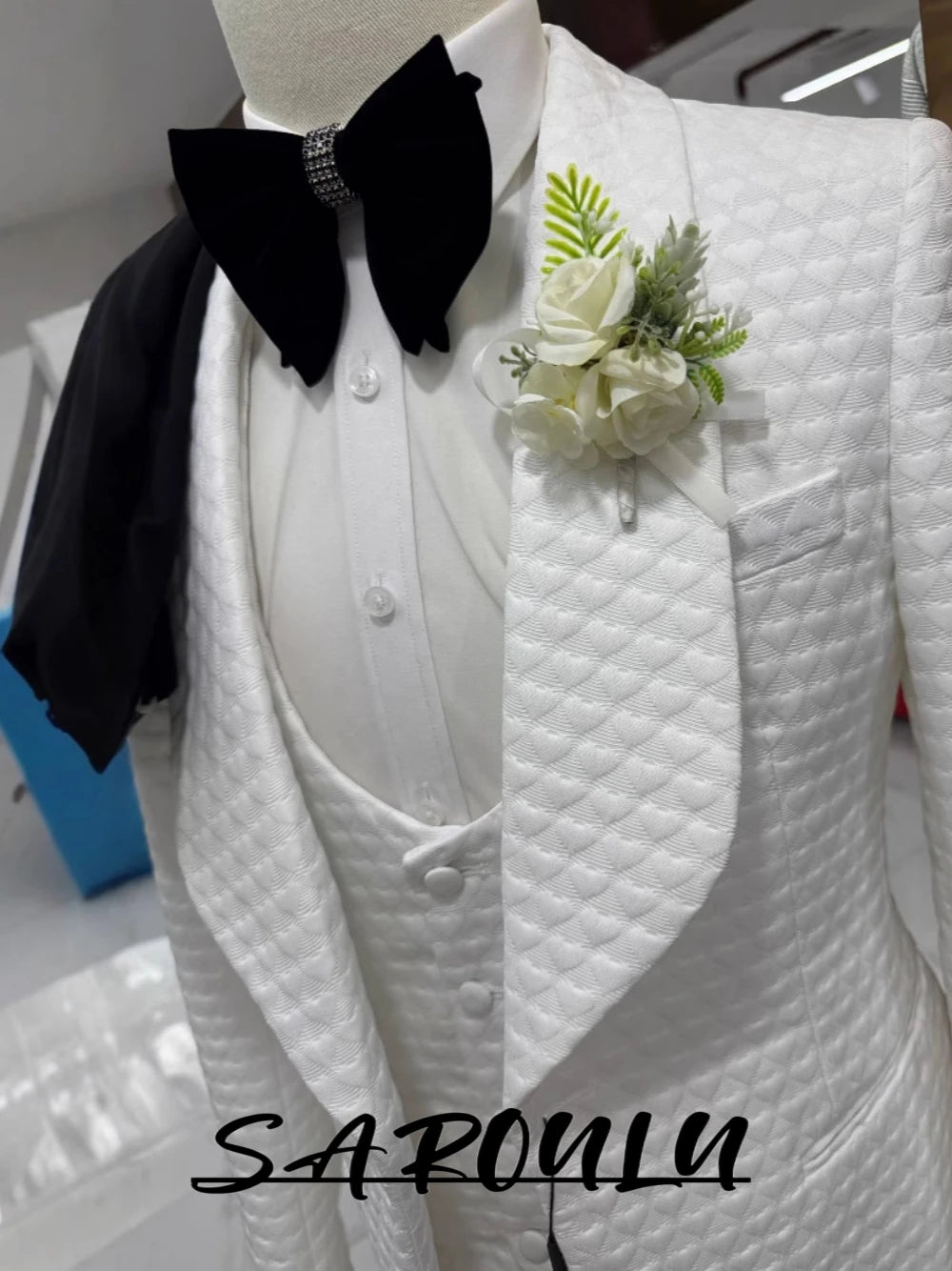 M&T Wear Men’s 3-Piece Jacquard Suit – High-End Wedding & Party Attire