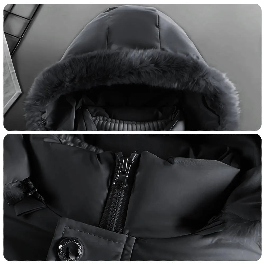 M&T Wear - Children's Winter Jacket Thick Warm Fur Collar Hood Beads Elastic Waist Teens Girls Down Coat,Fashion Windproof Kids Overcoat