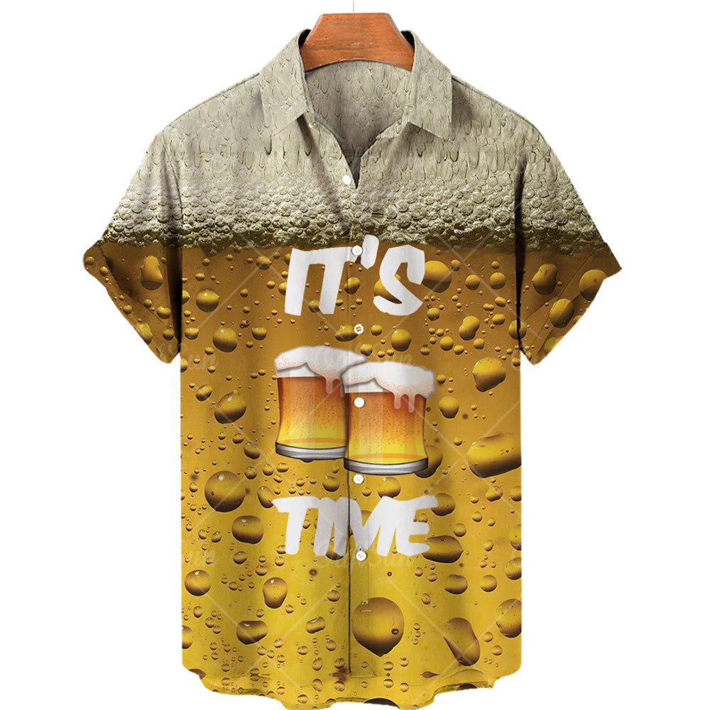 M&T Wear - Men's Shirts Beer Shirts For Men Fashion Hawaiian Shirt Casual Vocation Beach Blouses Holiday Blouse Mens Clothing Camisa Summer
