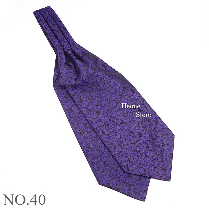 Luxury Mens Scarf Tie Solid Color Dot Geometric Pattern Floral Jacquard Woven Polyester Silk Ascot Cravat Tuxedo Suit Shirt Gift