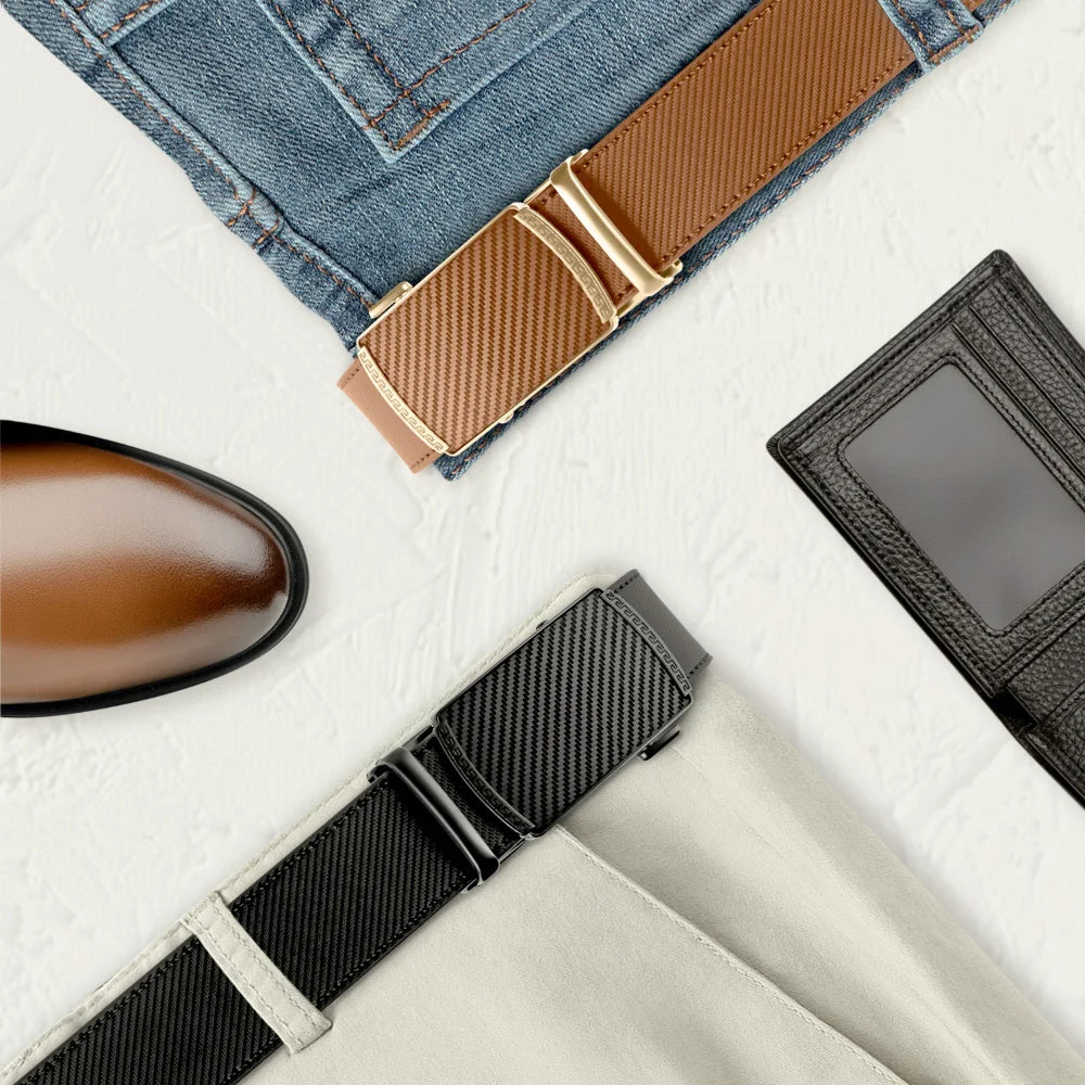 M&T Wear - Unisex Genuine Cowhide Automatic Buckle Belt