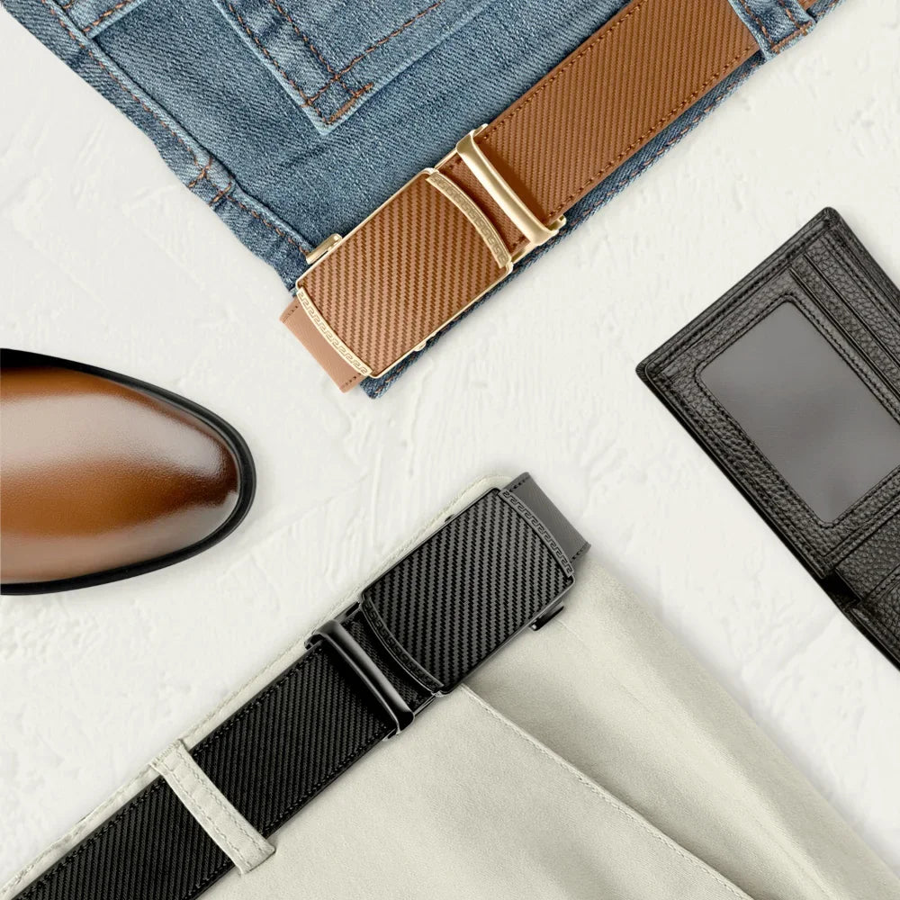 M&T Wear - Unisex Genuine Cowhide Automatic Buckle Belt