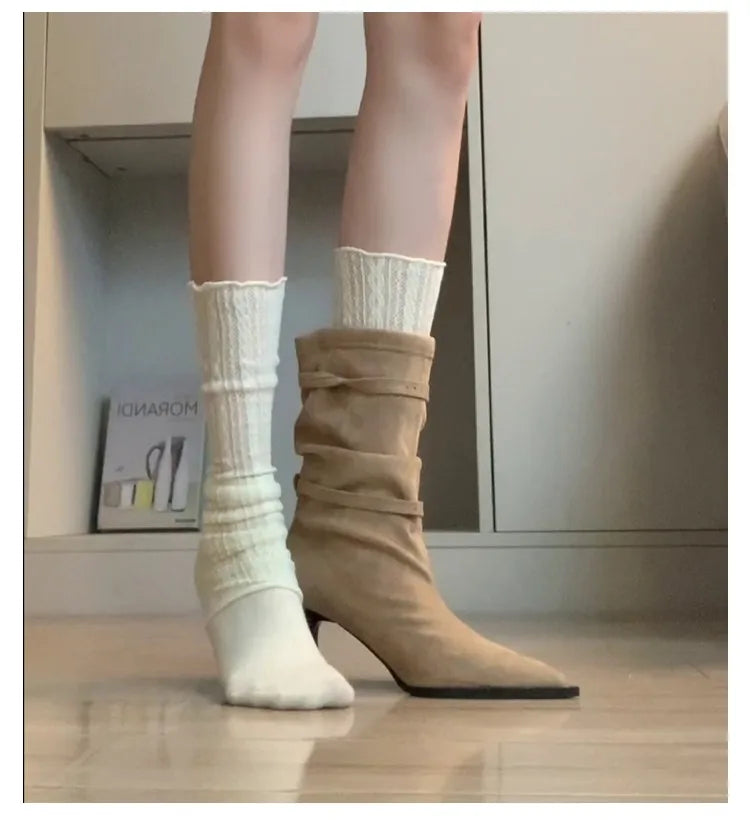 M&T Wear -  Sexy Pointed Toe Women Boots Autumn High Heels Shoes Luxury Chelsea Boots Party Stiletto Pumps New Plus Size 40 Mujer Botas