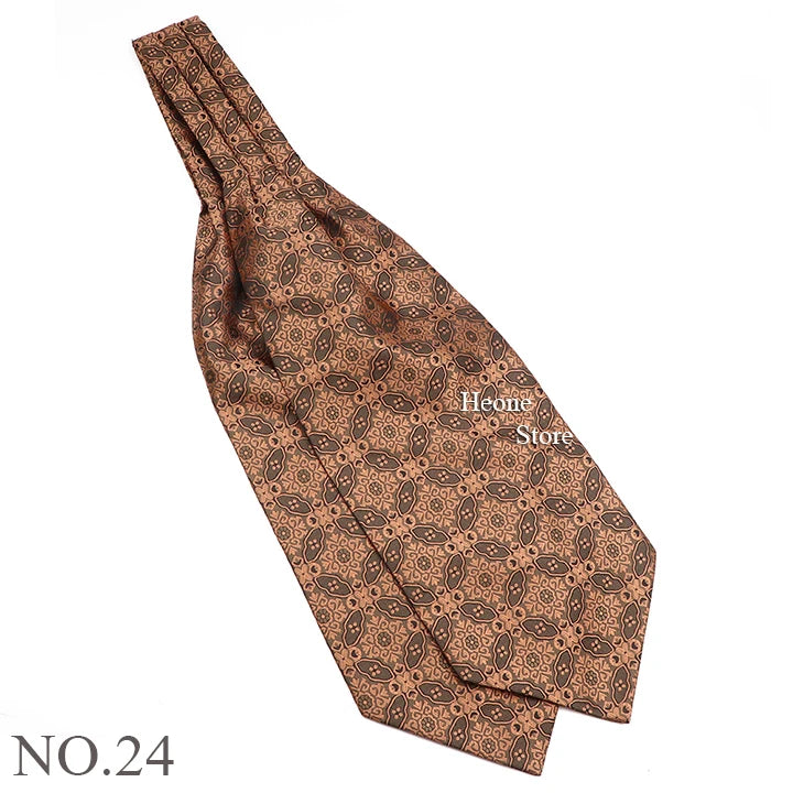 Luxury Mens Scarf Tie Solid Color Dot Geometric Pattern Floral Jacquard Woven Polyester Silk Ascot Cravat Tuxedo Suit Shirt Gift
