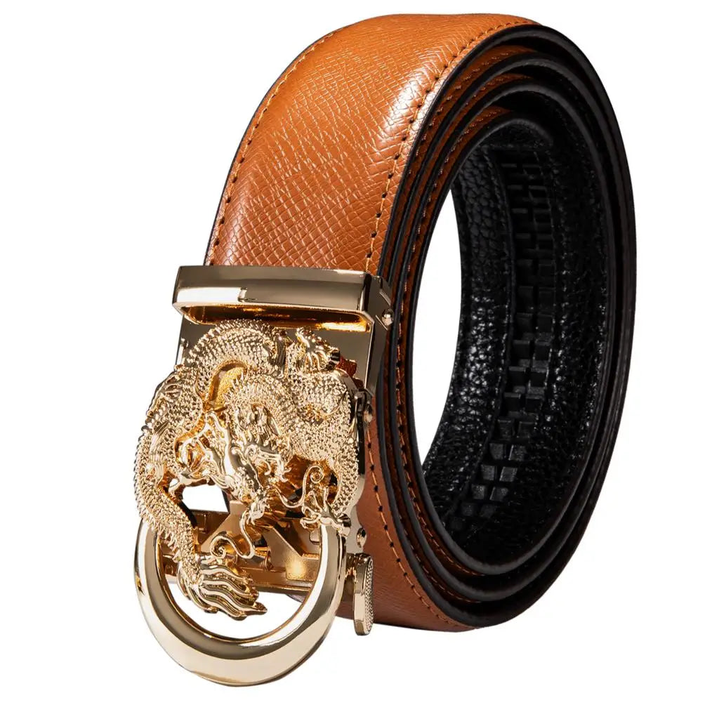 M&T Wear - Luxury Gold Buckle Cowskin Genuine Leather Belt