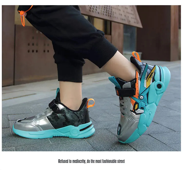 M&T Wear - Kids Sneakers Boys Sports Running Shoes Anti-Skid Leather Fashion Tennis Walking Footwear Comfort Children Casual Athletic Shoes