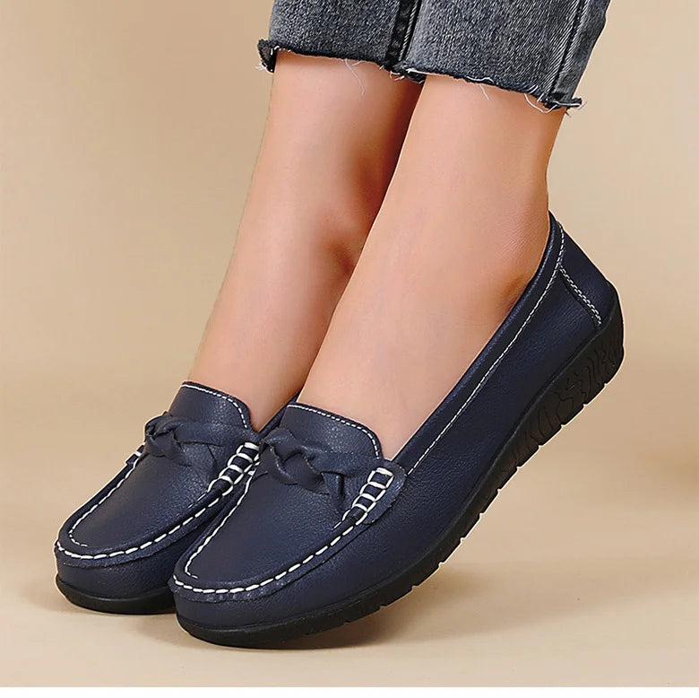 M&T Wear- New Soft Leather Flat Shoes Women's Loafers Flats Casual Shoes Women Footwear Female White Zapatos De Mujer