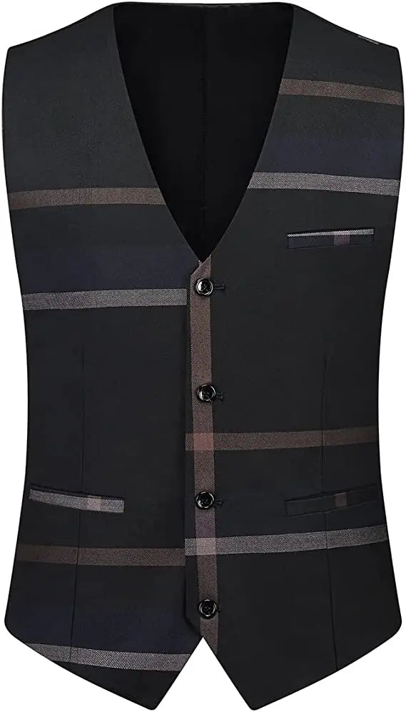 M&T Wear - Men’s 3-Piece Check Plaid Suit – Classic One Button Design