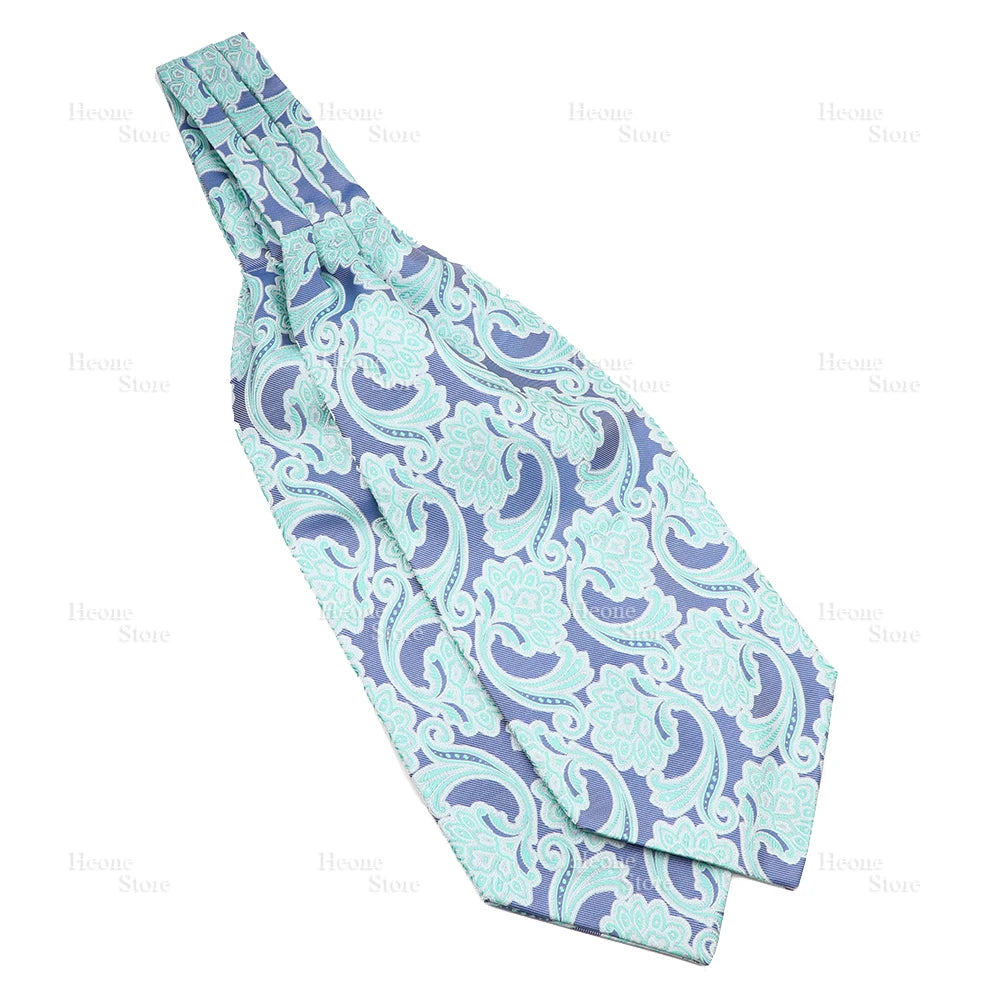 Luxury Mens Scarf Tie Solid Color Dot Geometric Pattern Floral Jacquard Woven Polyester Silk Ascot Cravat Tuxedo Suit Shirt Gift