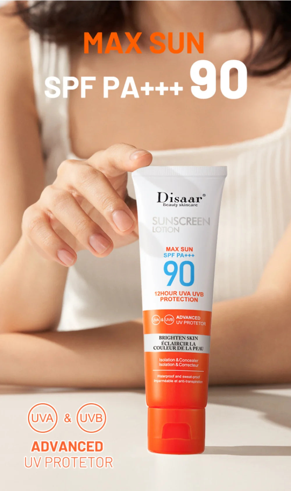 50ml Facial Body Sunscreen Whitening Sun Cream Sunblock Skin Protective Cream Anti-Aging Oil-control Moisturizing SPF 90+++ Face