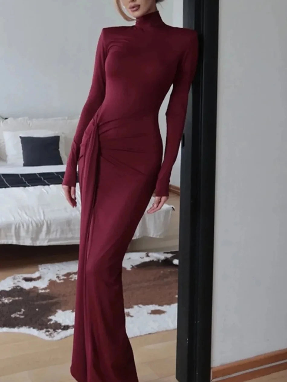 M&T Wear - Sexy High-Neck Waist-Tie Floor-Length Dress