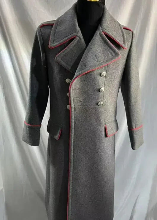 Soviet Union Officer's Coat Long Men Thick Grey Winter Overcoat Vintage Military Head